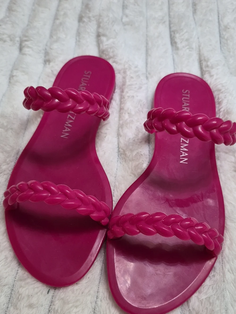 NWT Stuart Weitzman Braida Sawyer Jelly Orchid Sandals Size 7 $120